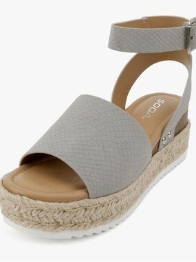 Soda Women's Platform Sandal - Topic - Grey Cobra Nubuck - New